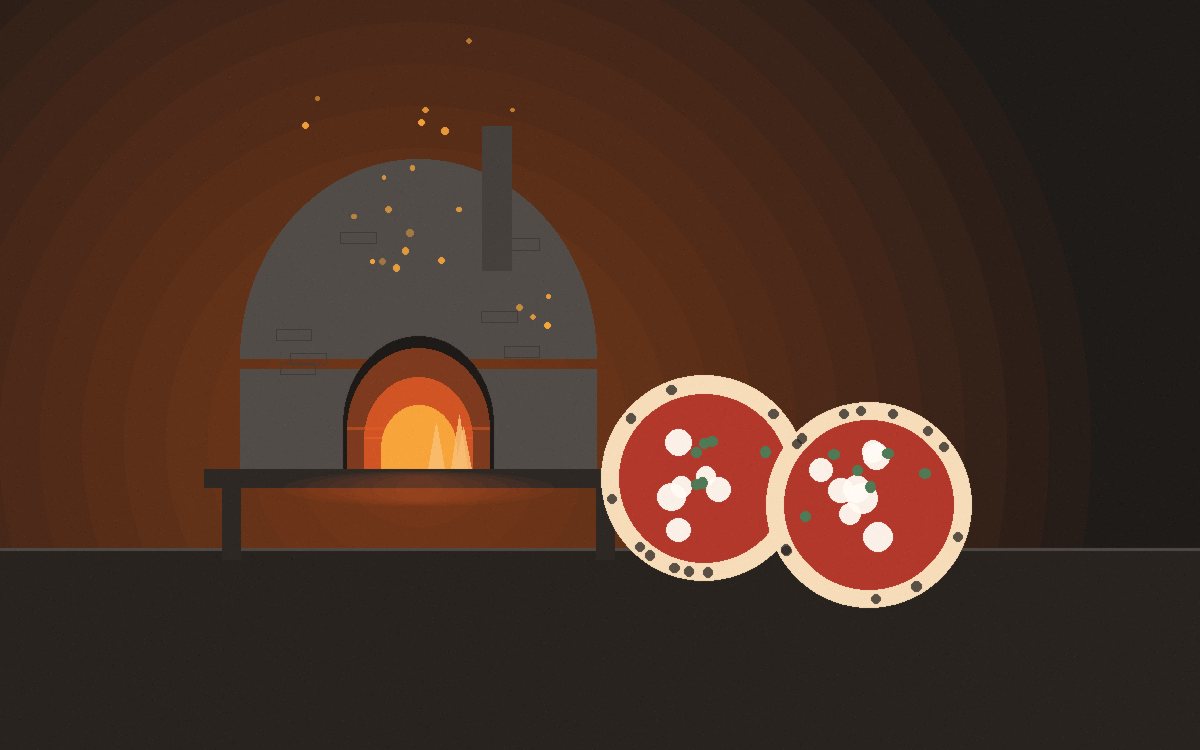A small brick dome oven with a chimney built on a base at the end of a garden