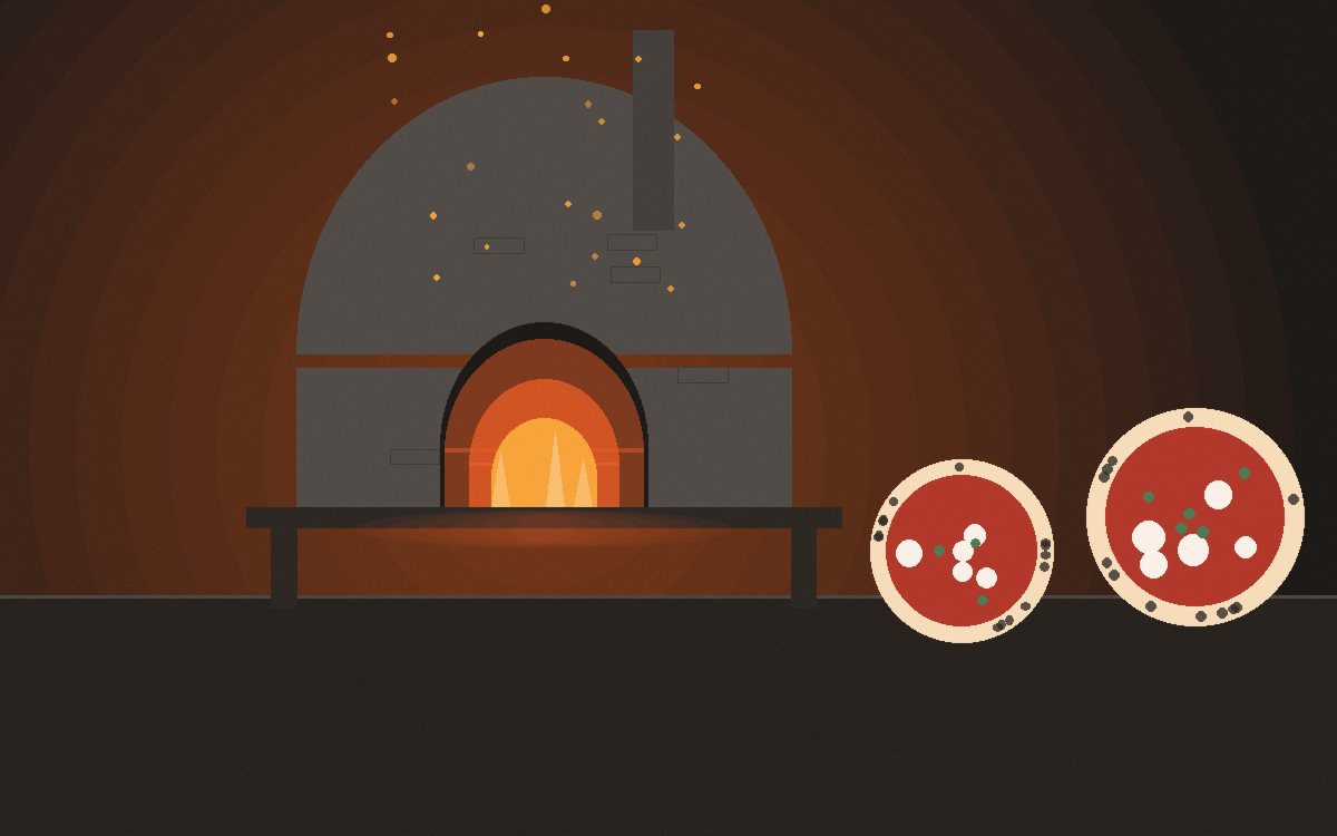 Pizza deslizando de uma pá para a boca de um forno em brasa
